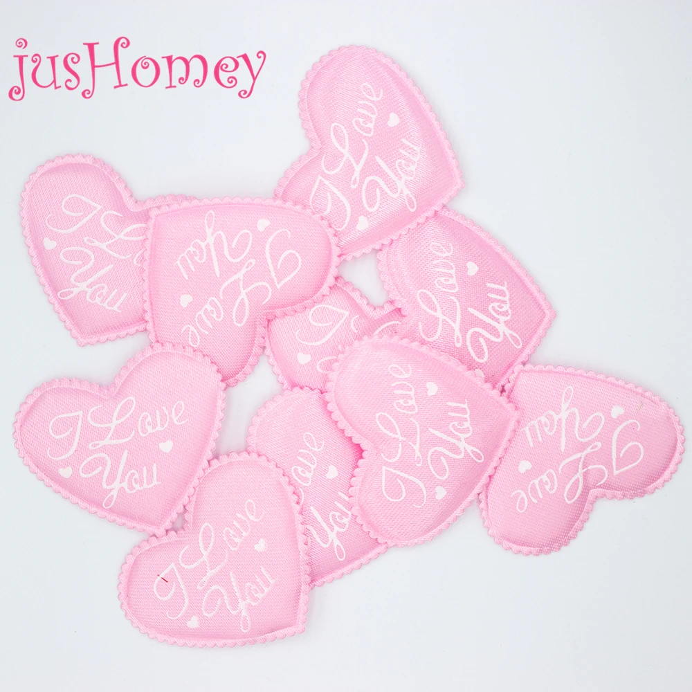 50 шт. атласных аппликаций в виде сердца из ткани, 53 мм, с надписью "Я ТЕБЯ ЛЮБЛЮ" - патчи в форме сердца для свадебного конфетти на День Валентина.