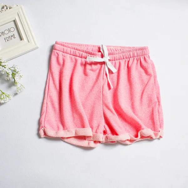 pink Женские пижамные штаны летние новые хлопковые Пижамные штаны с завязками Шорты для сна фиолетовые/розовые Пижамные брюки Q349 - Цвет: pink