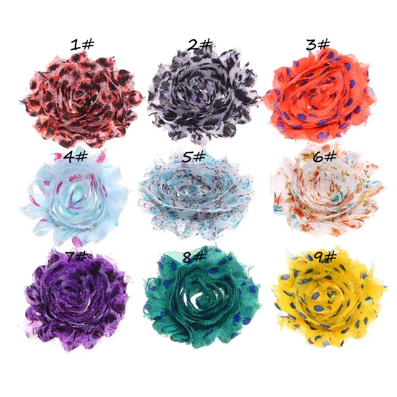 9 шт потертые шифоновые шикарные цветы зебра печать цветок без заколки для волос