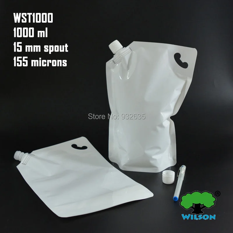

(1000 ML) WST1000 White Color Stand UP Spout Bag 20 PCS, Sauce Laundry detergent Bathing Dew Sauce Jelly Bag,Food Grade