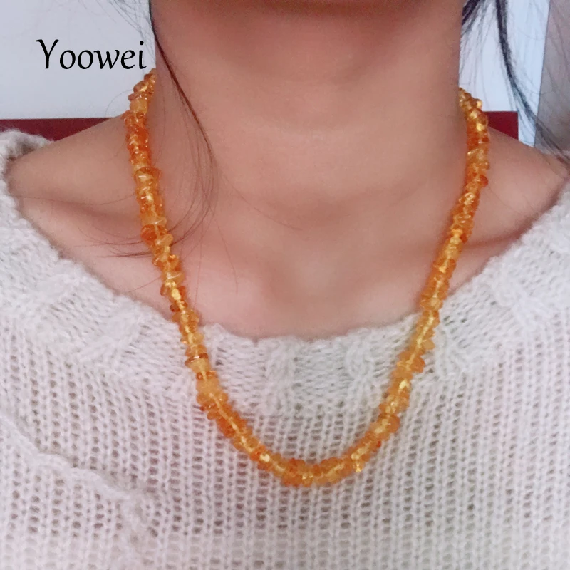 

Yoowei ожерелье с ассиметричным янтарным браслетом для женщин модные женские натуральные бусины индивидуальные балтийские янтарные чипы юве...