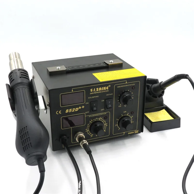 SAIKE 852D + паять Железо паяльник горячего воздуха пистолет 2 в 1 паяльная станция 220 В