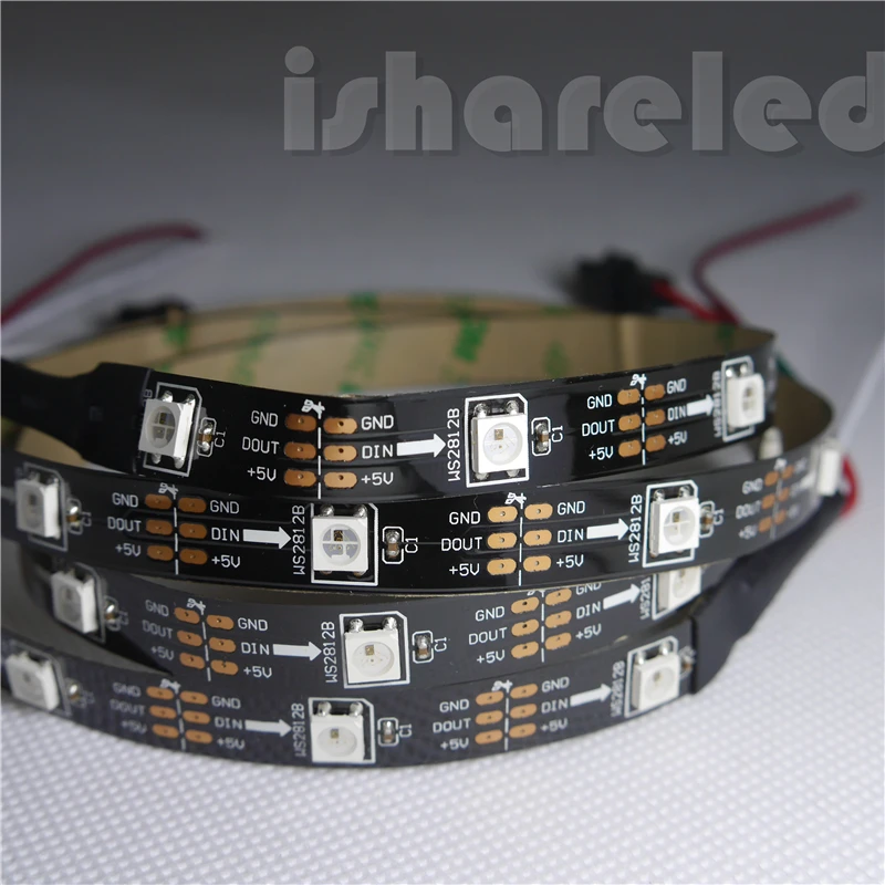 1/2/3/4/5 м 5 в SK6812 WS2812B 30 светодиодный s/m Белый светодисветодиодный черный SMD 5050