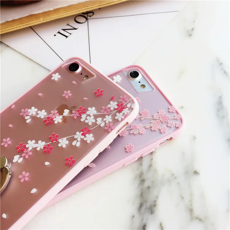 Phone Case For iphone 6 6s 6plus 6splus 7 7plus Ring Kickstand Cherry Cat Pattern TPU+PC Covers Soft Cases | Мобильные телефоны и