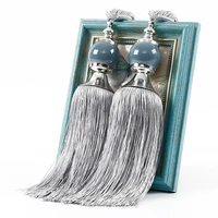 1 pair retro elegant diy curtain tieback beads home bedroom universal hanging holdback tie rope bandage decorative simple tassel