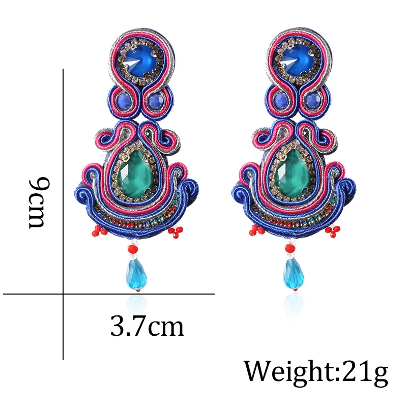 Женские кожаные серьги-подвески Soutache модные вечерние серьги ручной работы в