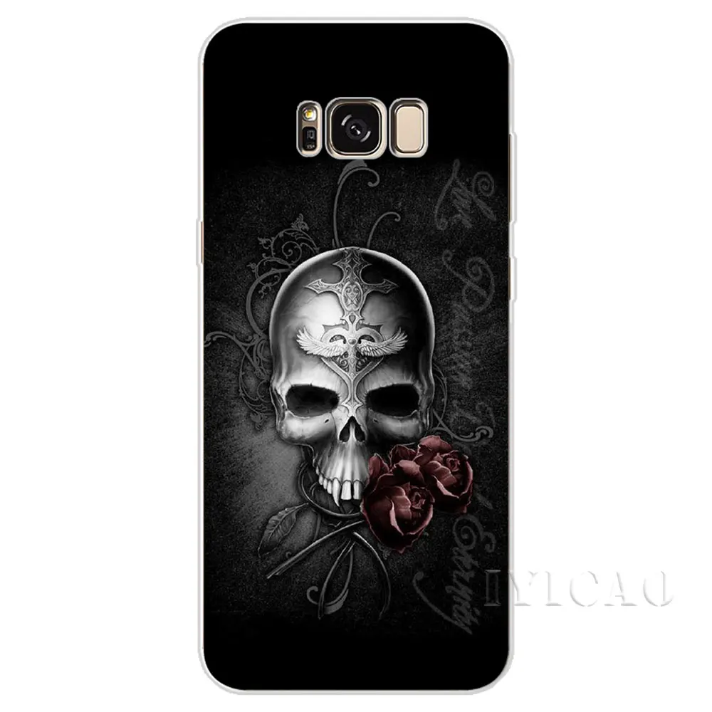 IYICAO розовых роз черепа Pattern Жесткий чехол для Samsung Galaxy S6 S7 край S8 S9 S10 плюс S10e Note 8 9