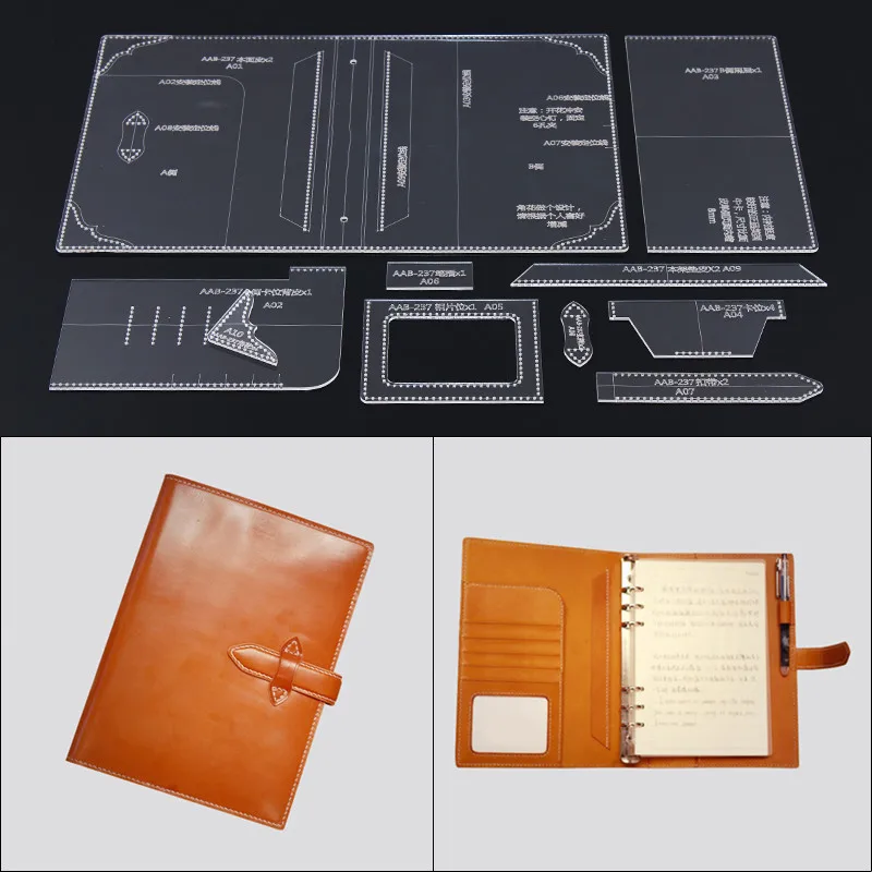 

Acrylic Leather Notebook Cover Pattern Stencil Template Leather Sewing Pattern for Professional or Amateur 17.5*24*3cm