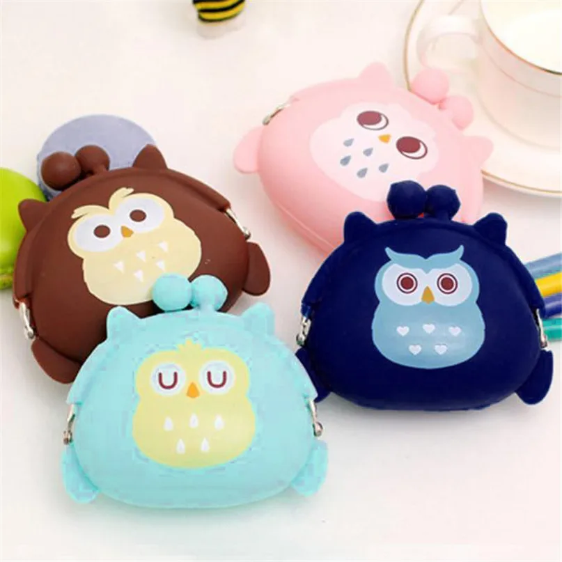 

Hot Wallet Women Owl Silicone Jelly Wallet Change Bag Key Pouch coin purse woman drop shipping