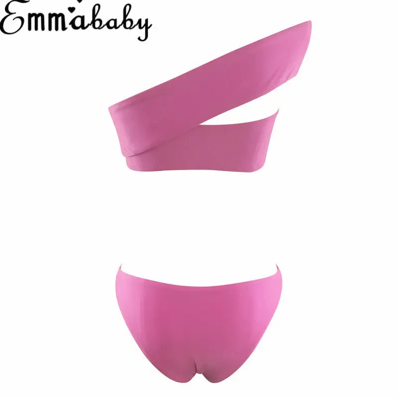 Женский купальник бикини с высокой талией на одно плечо | Женская одежда