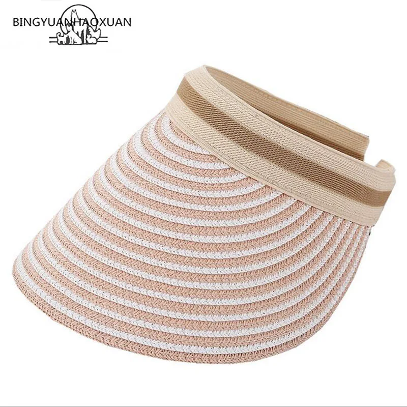 

Шляпа женская летняя, с полосками и широкими полями, для защиты от солнца, Кепка с козырьком от солнца