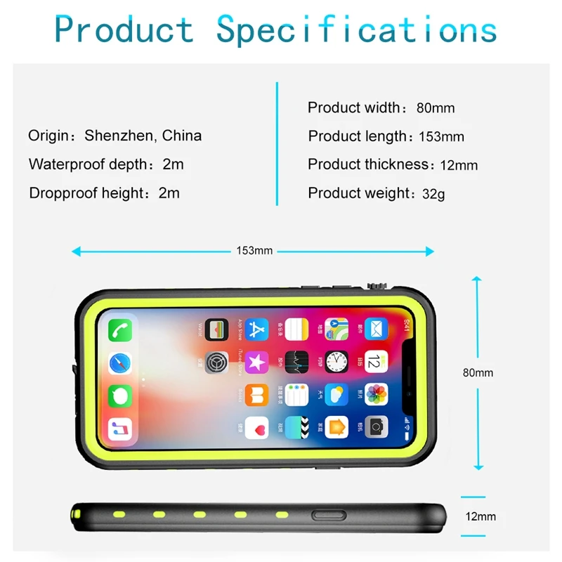 Водонепроницаемый чехол IP-68 для iPhone X 8 7 6 5S Plus телефона противоударный Защита