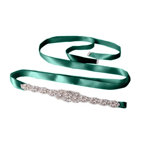 Green TOPQUEEN S161,, стразы, жемчуг, Свадебные ремни, свадебные пояса, свадебные пояса, свадебные аксессуары - Цвет: Green