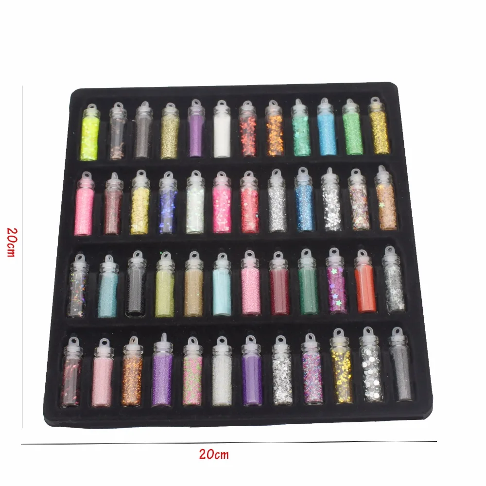 Ladymisty Big 48 Bottles/Set DIY Nail Art Charms Kit Contain Random Pearl Sequin Glitter Powder Acrylic Rhinestone | Красота и