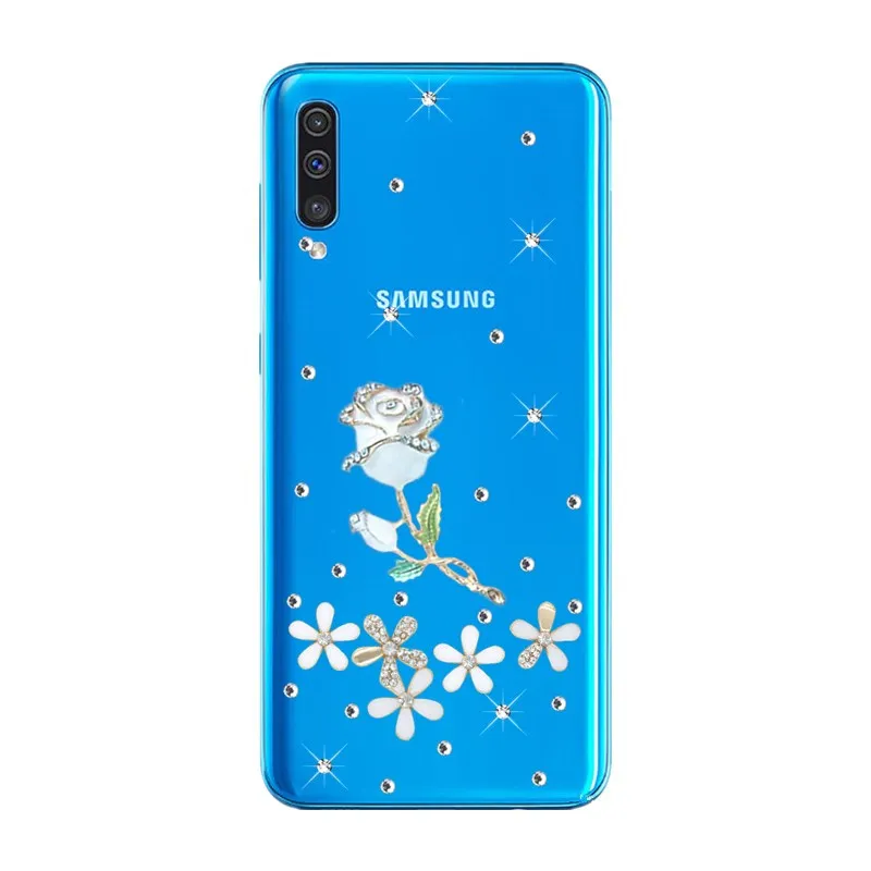 Блестящий чехол с бриллиантами для Samsung Galaxy A50 A30 A9 A7 2018 A8 A6 PLUS J8 J4 J6 S10 S9 S8 Прозрачный