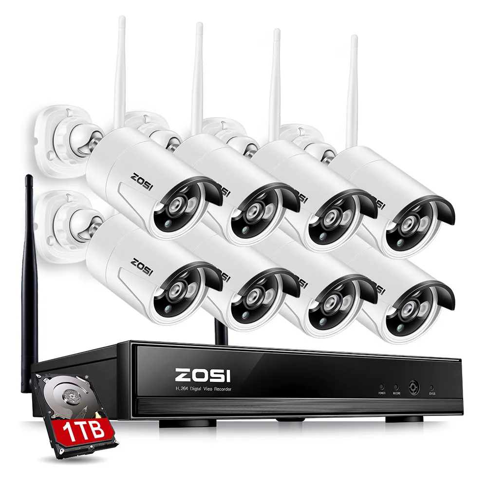 ZOSI 1 ТБ HDD 8CH система видеонаблюдения беспроводная 1080P HDMI NVR 1.3MP 960P wifi ip-камера CCTV домашняя система безопасности комплекты видеонаблюдения