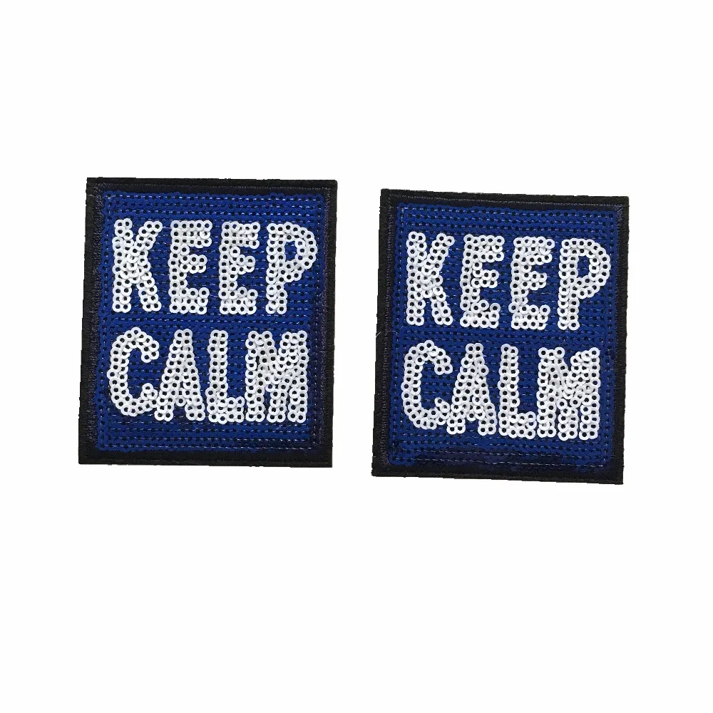 Новое поступление квадратные патчи с надписью KEEP CALM блестками для одежды рюкзака