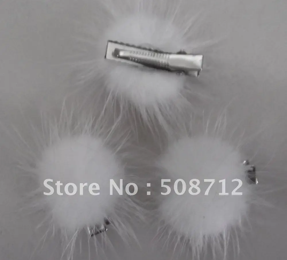Free shipping!!!! white color 30mm mink ball jewelry hair alligator clip