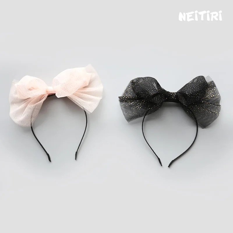 Golden Dots Lovely Big Bow Hairbands For Girls Shiny Princess High Quality Hair Accessories Chiffon Colorful Headband | Аксессуары для