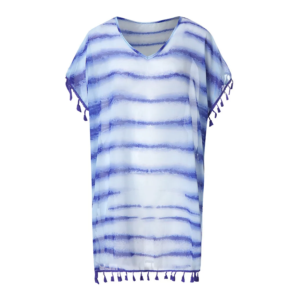 Женский сексуальный купальный костюм с принтом накидка кафтан бикини кисточками