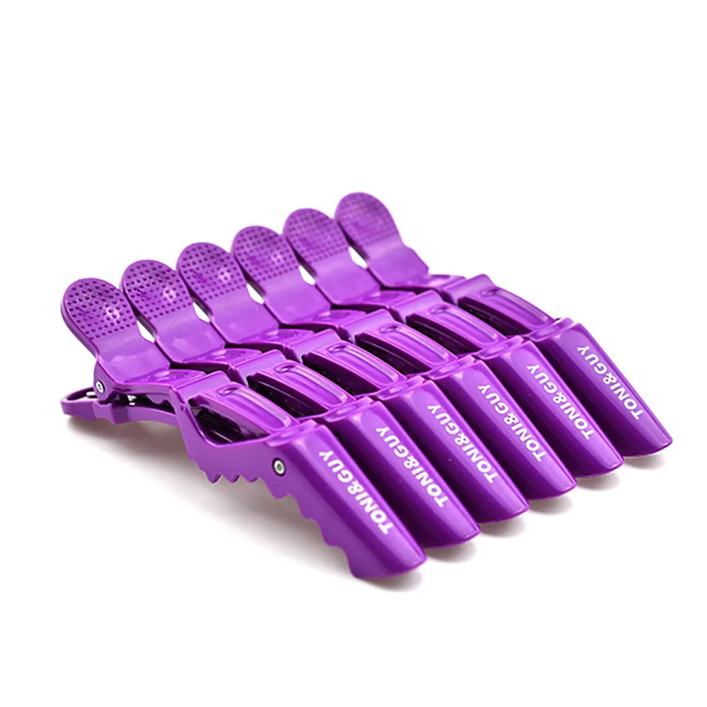 6pcs Purple 6 шт./упак. заколки-Аллигаторы для волос Черный Фиолетовый Красный заколки для волос клюв секционный зажим Парикмахерс - Цвет: 6pcs Purple