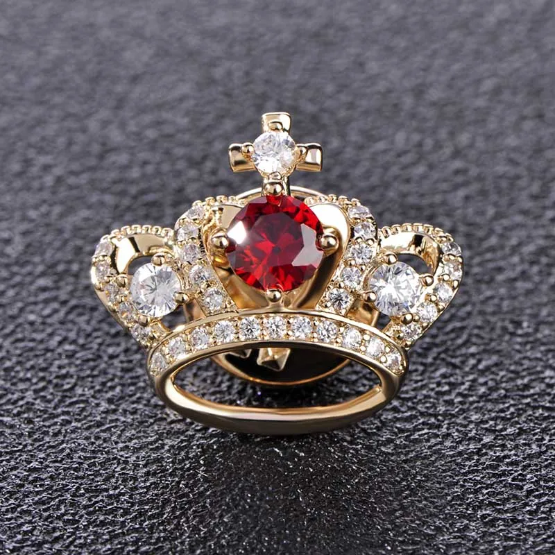 Женская Брошь с красной короной Blucome свадебная брошь на булавке для костюма