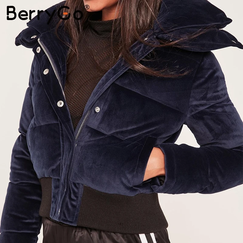 BerryGo Вельветовая хлопковая стеганая простая куртка пальто женские теплые парки