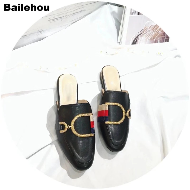 Bailehou/женские брендовые тапочки повседневная обувь без задника на плоской