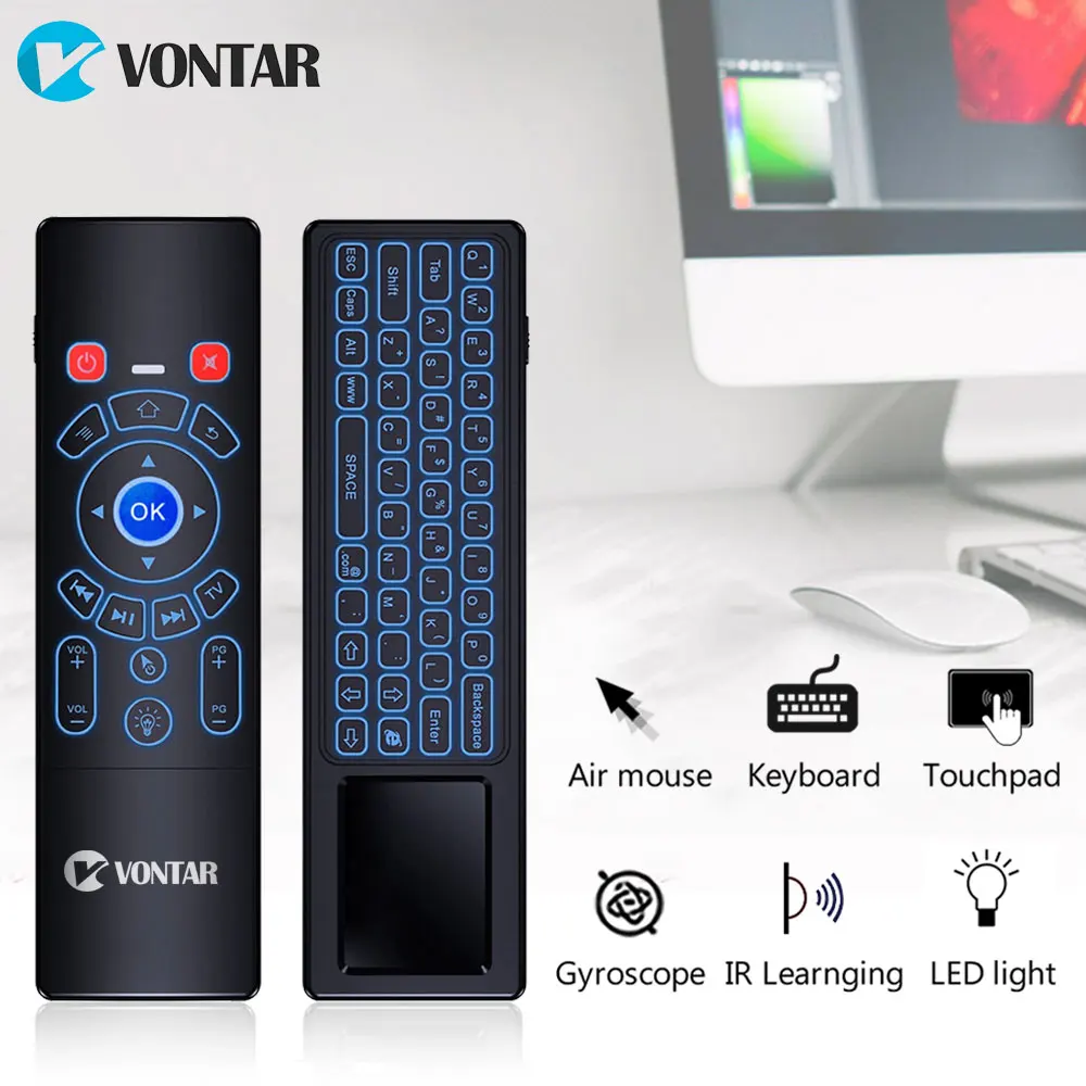 2 4G T6 плюс Air mouse английский России подсветкой Беспроводной Клавиатура Тачпад