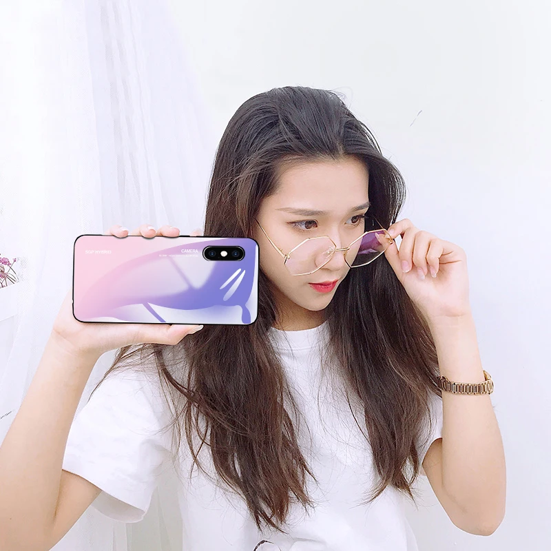 Для Huawei Honor 20 7A 7C Pro 8 9 10 Lite 8X 7X чехол градиентное закаленное стекло Силиконовая