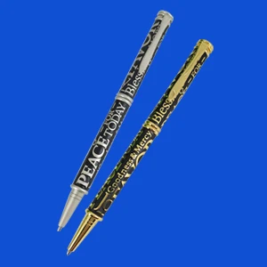 Silver Gold 2 шт./лот, уникальный дизайн, ручка с надписью Bless, для рождественских подарков, металлическая тонкая, унисекс, брендовая, пишущие чернила, Pen1695B - Цвет: Silver Gold