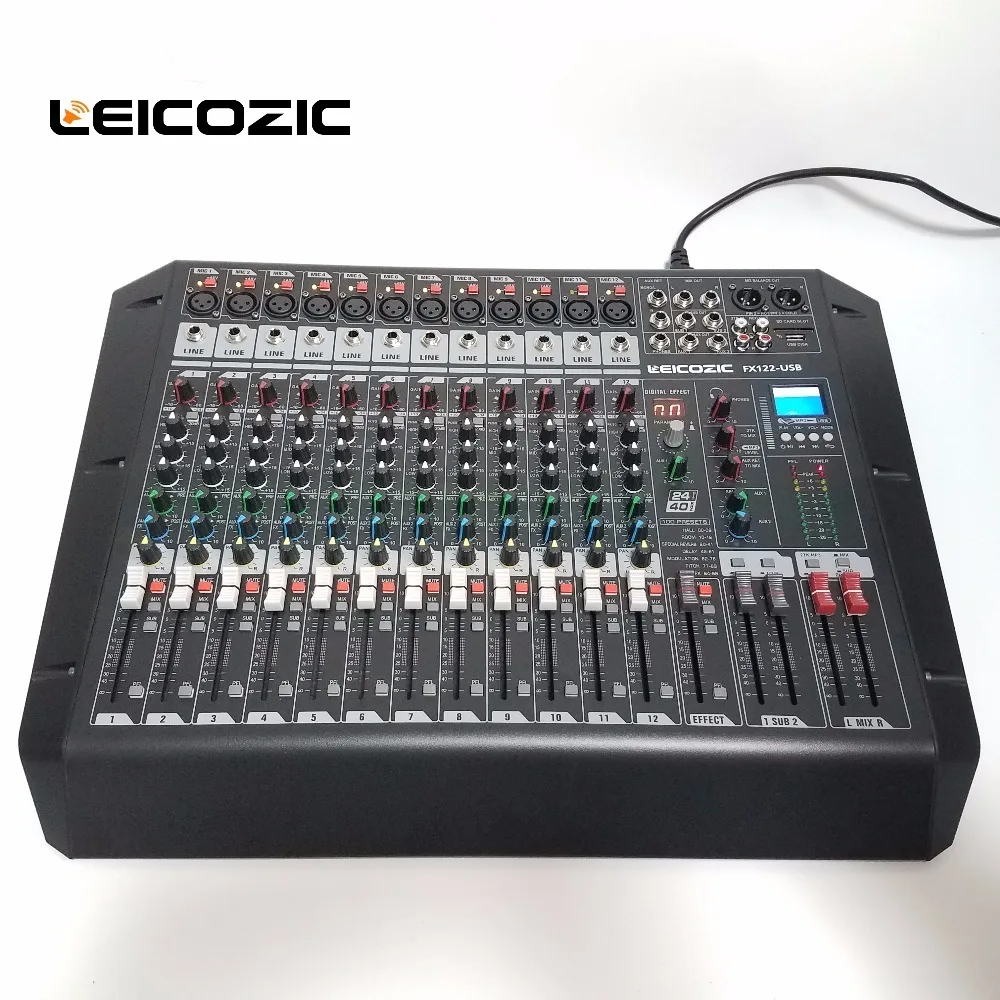 Leicozic аудио микшер FX122-USB монтируемый в стойку цифровой микшер DSP MP3-плеер с USB/SD разъемом для карт аудио цифровой процессор микшер dj