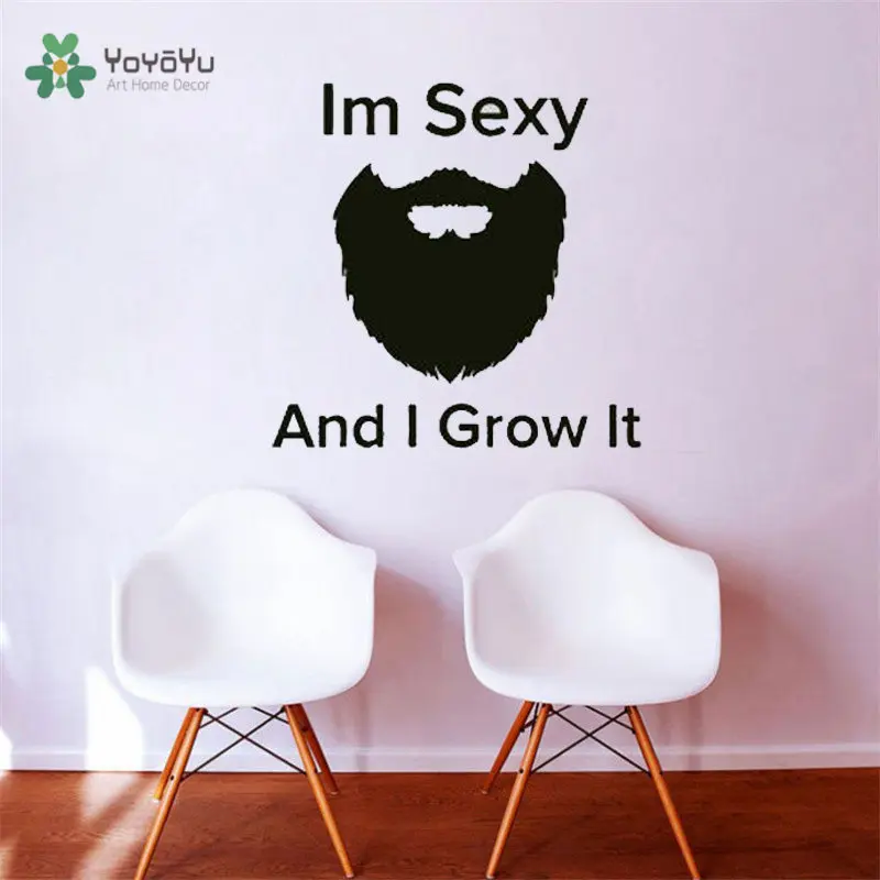 Цитаты I'm Sexy And I Grow It Виниловая наклейка на стену с изображением бороды лица окна