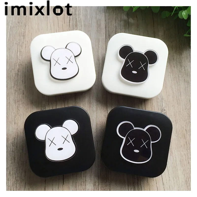 Футляр для контактных линз IMIXLOT с милыми мультяшными рисунками зеркалом Дорожный