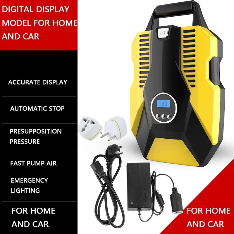 For Home and Car 2 Цифровой автомобильный надувной насос 12 В/220 В, автомобильный воздушный компрессор, двухцилиндровый насос для автомобильных шин, насос для автомобильных мотоциклов, велосипедов - Цвет: For Home and Car 2
