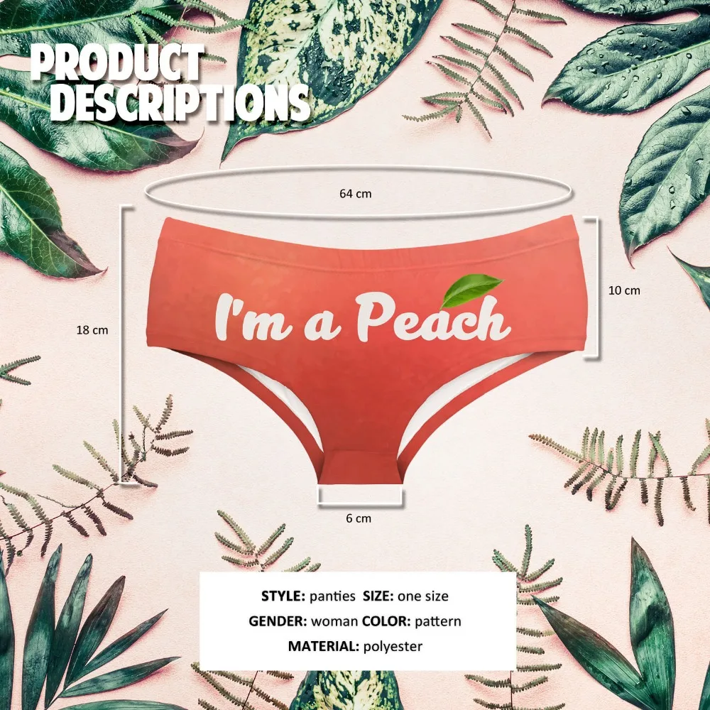 Женские трусы с буквами LEIMOLIS i am a peach красивые трусики забавным принтом нижнее