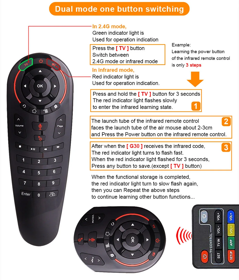 L8star G30 G30S воздушная мышь дистанционная программа IR Learning RF 2,4G 433 Беспроводная клавиатура управление для Android 9,0 Smart tv box голос