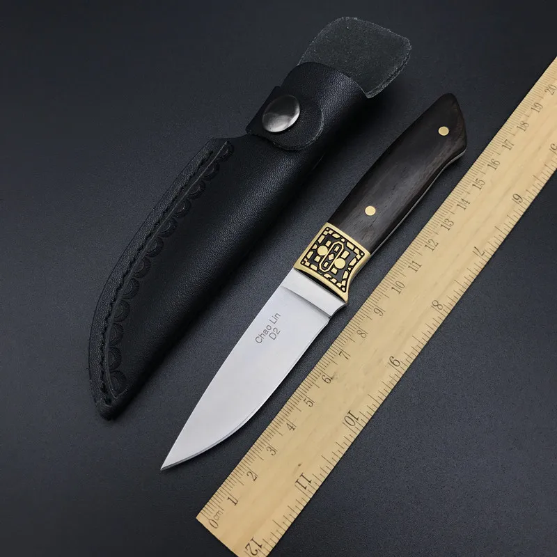

Free shipping Handmade D2 steel Hunting Knife Camping Survival Knife Fixed Blade Tactical Knife wood handle