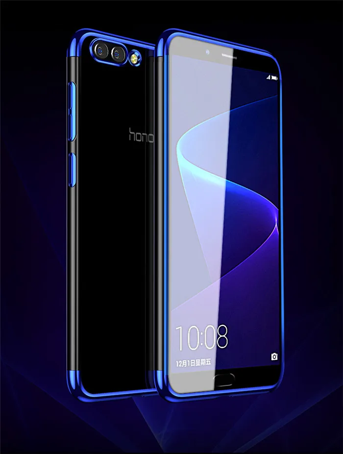 Синий Чехол SRHE huawei Honor View 10 для Honor 10 Lite Honor 10, роскошный мягкий силиконовый чехол с покрытием для huawei Honor 10 Lite, чехол - Цвет: Синий