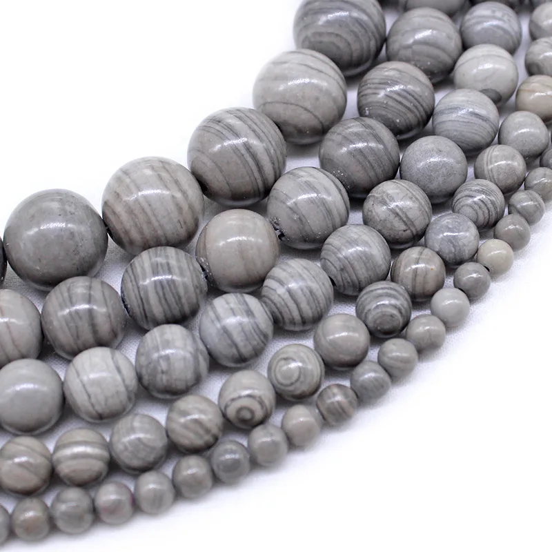 

Natural Gray Stripe Angelite Beads Smooth Loose Bark Pattern Stone Beads for Jewelry Making Diy Bracelet 4/6/ 8/ 10/ 12mm