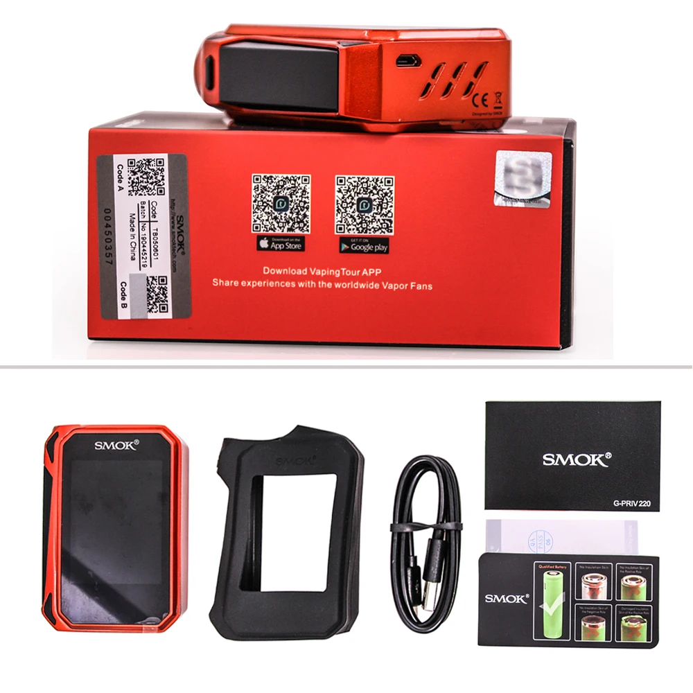 Оригинальная электронная сигарета SMOK G-PRIV Mod Vape Box 220 Вт с атомайзером TFV8 Baby Beast 3 мл