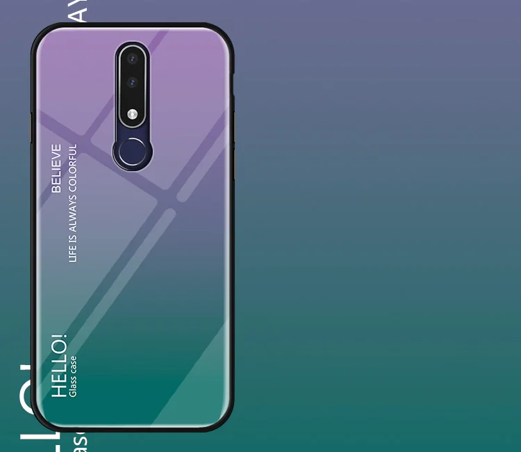 Градиентный чехол из закаленного стекла для телефона Nokia X6 X7 X71 разноцветный 7 1 4 2 3