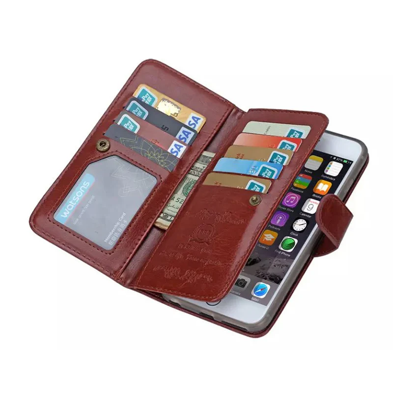Coque чехол для iPhone 6S Plus и 6 плюс кожаный Бизнес Телефонные Чехлы 9 кредитных
