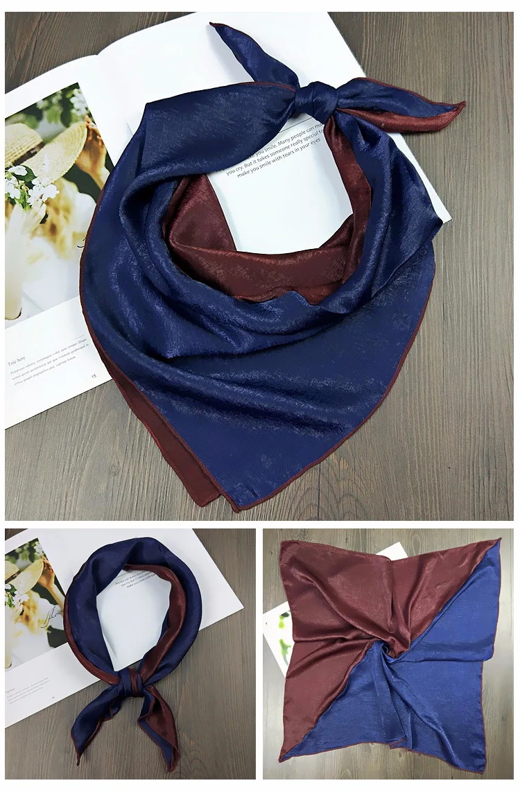 

Yishine 70*70 CM Women Multifunction Polyester Silk Scarf Patchwork Color Printed Satin Small Square Wraps Scarves Shawl