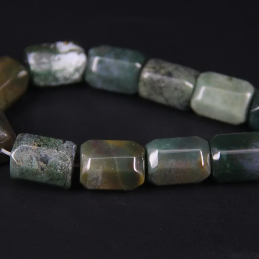 Бусины цилиндрические граненые из натуральных индийских агатов 18-19 шт./нить -