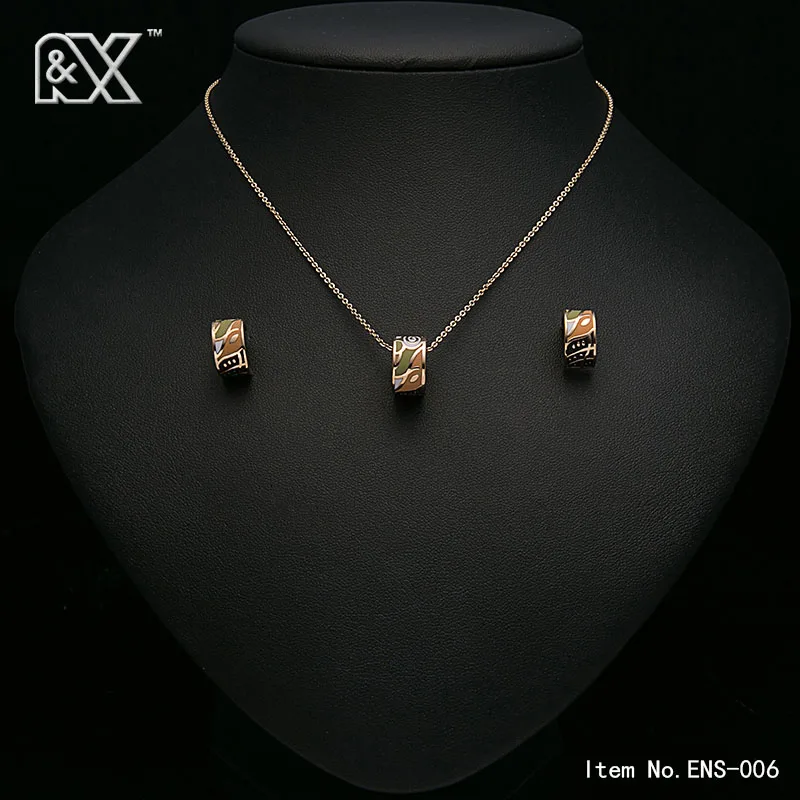 R& X Fashion Joias ожерелье/серьги сердце для невесты Ouro Ювелирные наборы Дубай Sieraden прекрасные девушки помолвочный подарок бижутерия - Окраска металла: ENLS006A