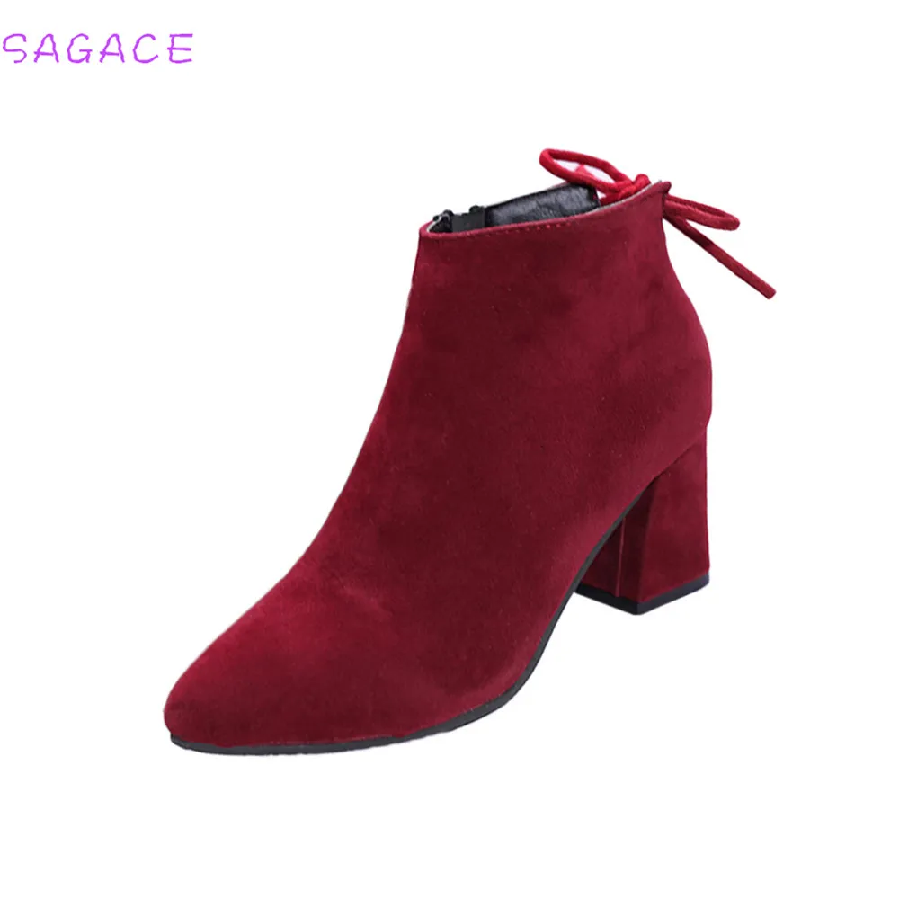 Женские ботильоны на платформе SAGACE черные шнуровке и толстом каблуке модные