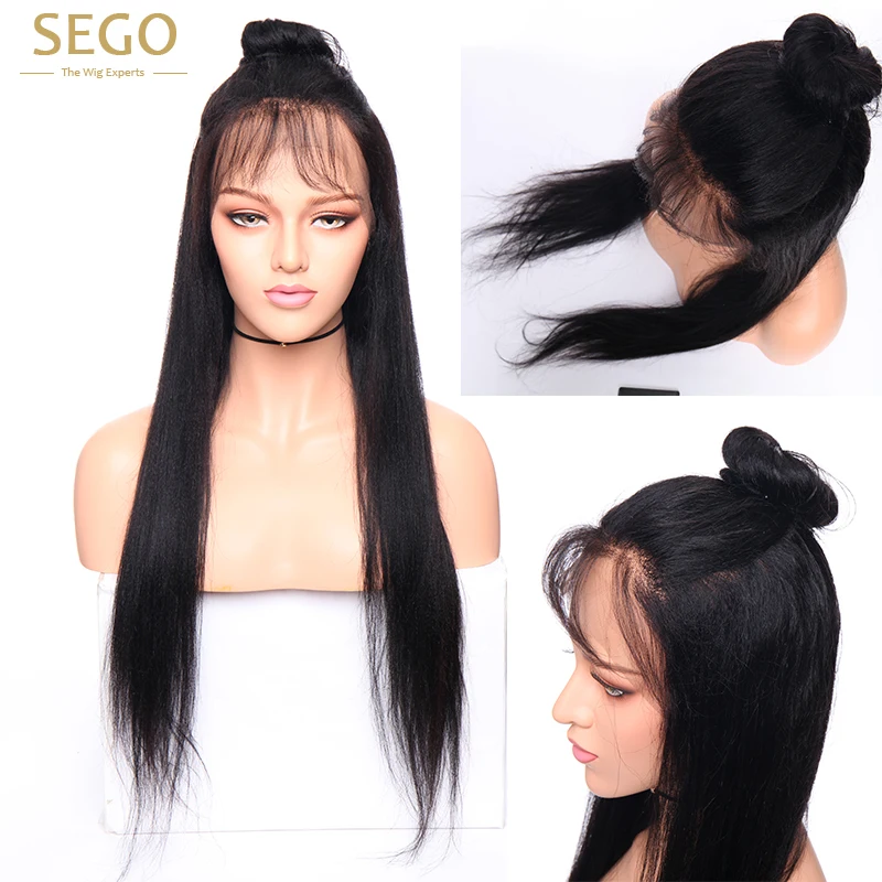 SEGO Yaki 13*4 человеческие волосы на кружеве парики для черных женщин парик шнурка