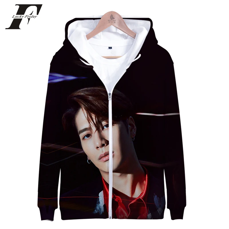 Новинка 2019 худи KPOP GOT7 Jackson на молнии с 3D принтом модная толстовка капюшоном для