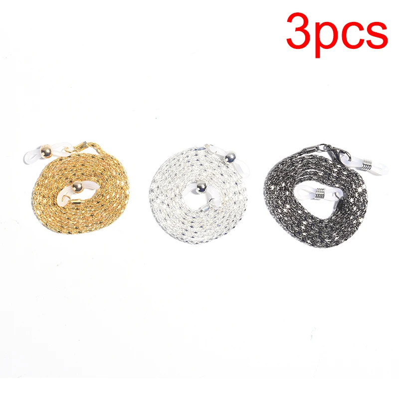 3pcs set Стекло для глаз, сплав, ремешок, защита от солнца, стекло es, цепочка для шеи, модное украшение, металлическая цепочка, держатель, аксессуары для очков, 75 см - Цвет: 3pcs set